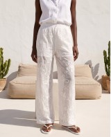 Resort Embroidered Sheer Pants - white