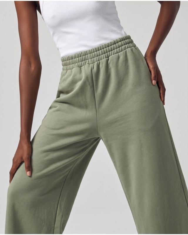 Wide-Leg Sweatpants - olive