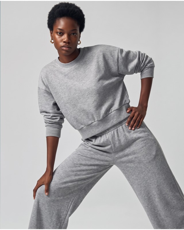 Wide-Leg Sweatpants - Grey