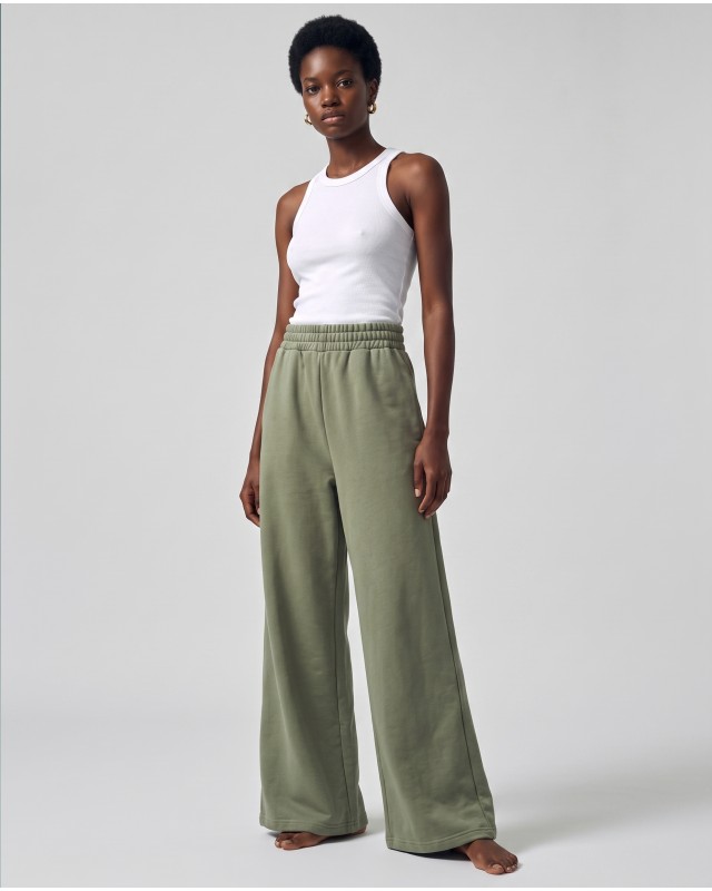 Wide-Leg Sweatpants - olive
