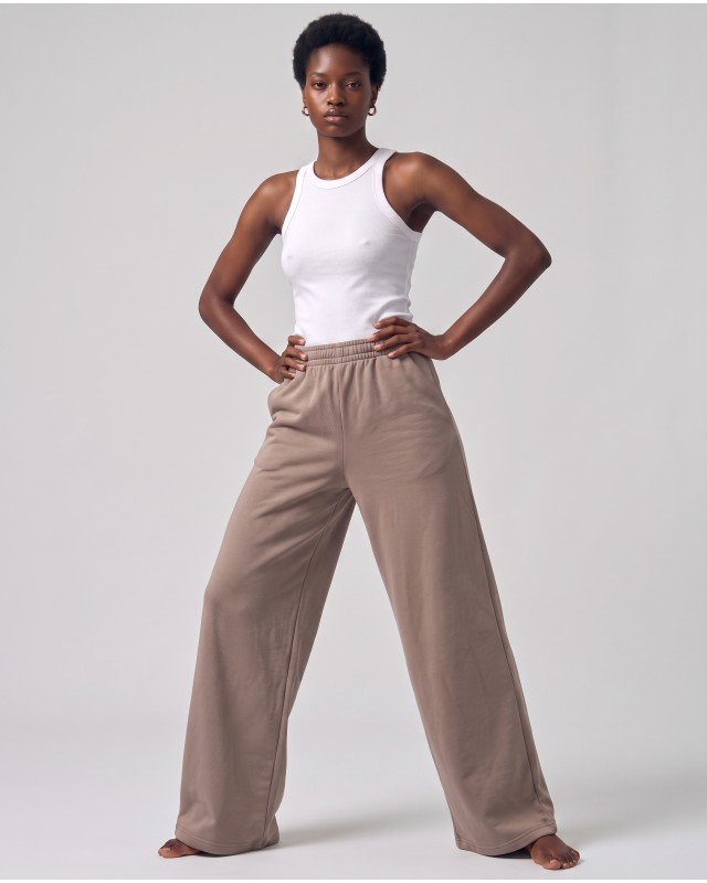 Wide-Leg Sweatpants - mocha