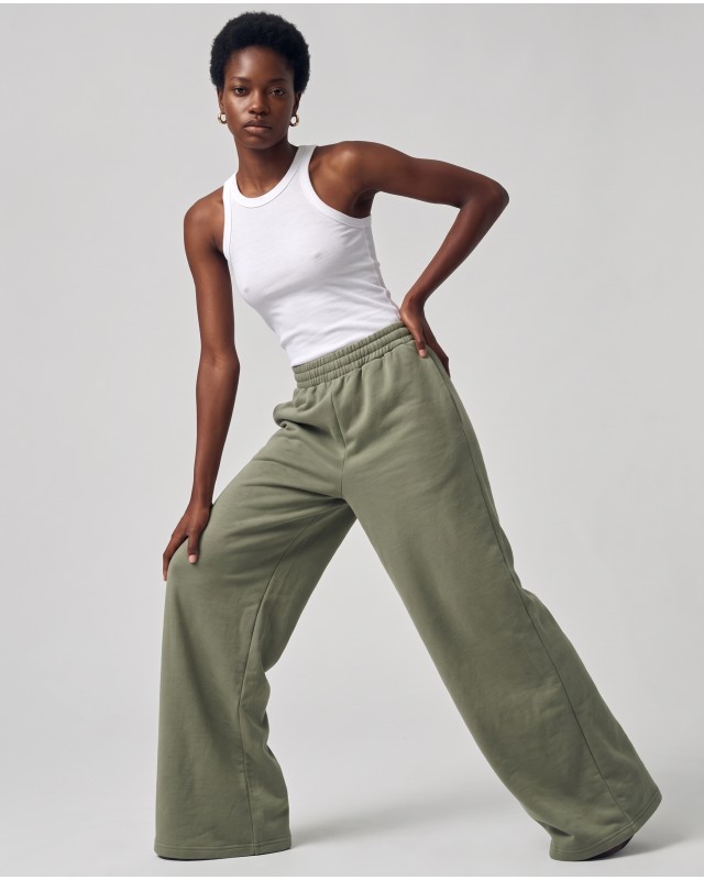 Wide-Leg Sweatpants - olive