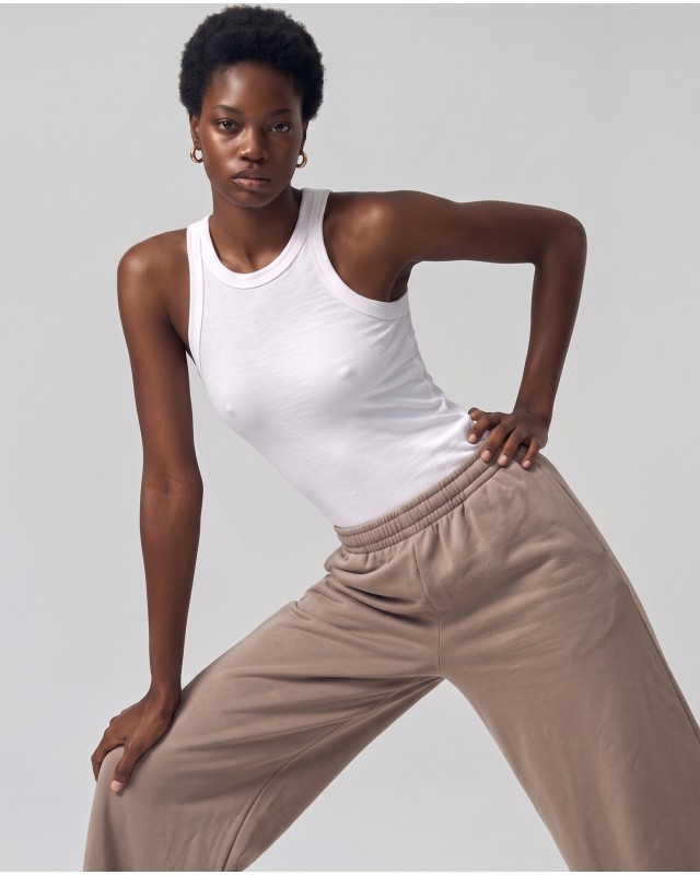 Wide-Leg Sweatpants - mocha
