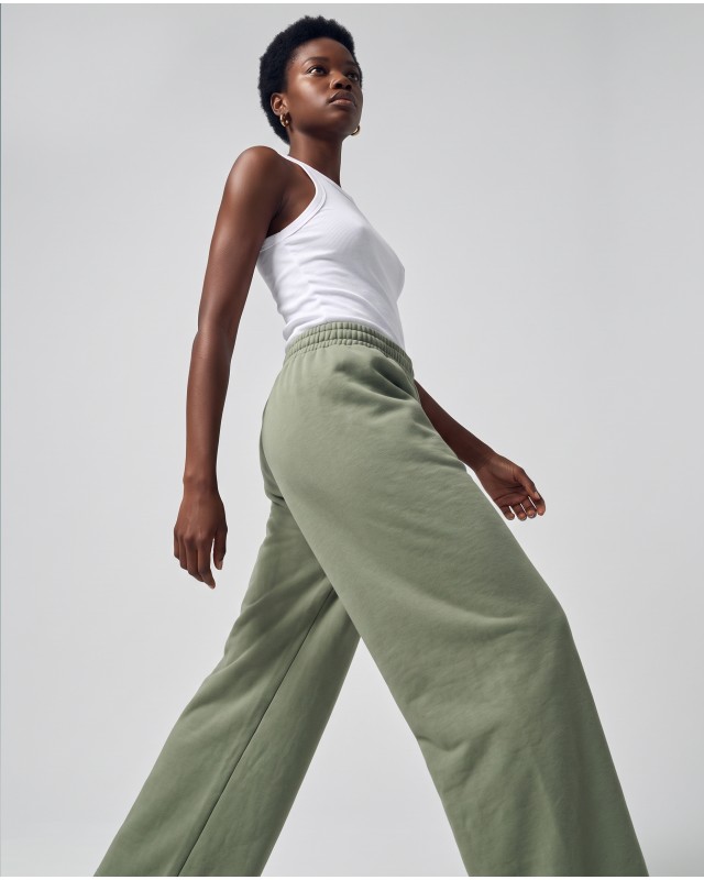Wide-Leg Sweatpants - olive
