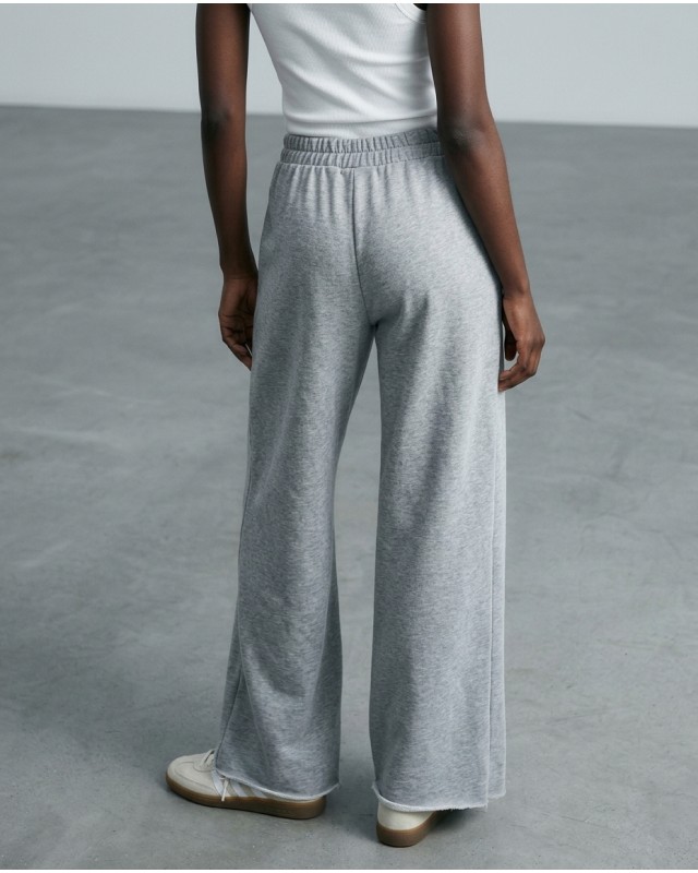 Παντελόνι φούτερ αχνούδιαστο Wide Leg με "V" grey