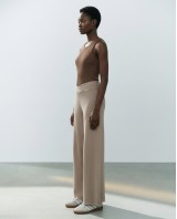 Παντελόνι φούτερ αχνούδιαστο Wide Leg με "V" beige 