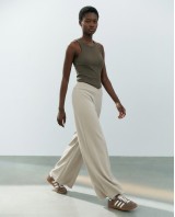 Παντελόνι φούτερ αχνούδιαστο Wide Leg με "V" light mint