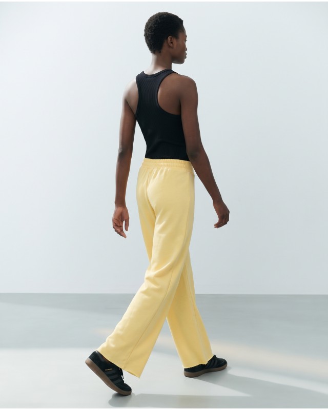 Παντελόνι φούτερ αχνούδιαστο Wide Leg με "V" yellow