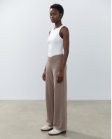 Παντελόνι φούτερ αχνούδιαστο Wide Leg με "V" mocha brown