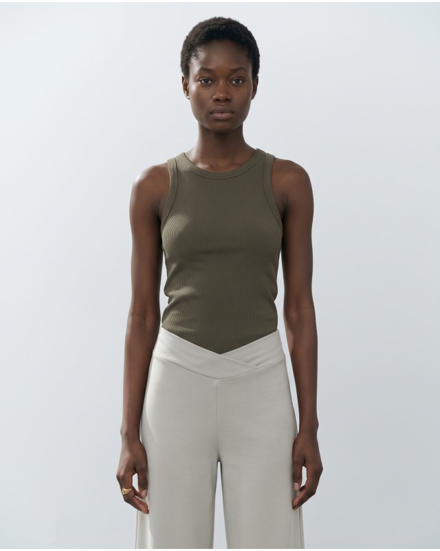 Παντελόνι φούτερ αχνούδιαστο Wide Leg με "V" light mint