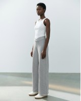 Παντελόνι φούτερ αχνούδιαστο Wide Leg με "V" grey