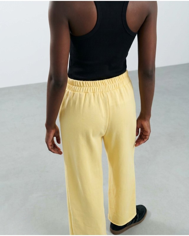 Παντελόνι φούτερ αχνούδιαστο Wide Leg με "V" yellow
