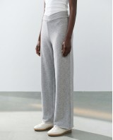 Παντελόνι φούτερ αχνούδιαστο Wide Leg με "V" grey