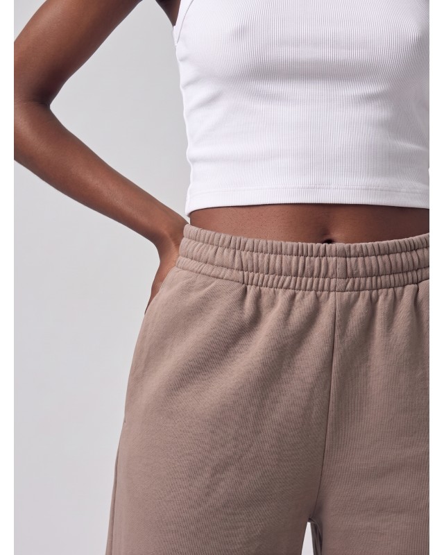 Wide-Leg Sweatpants - mocha