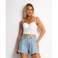 Jean σορτς με στρας denim