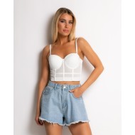 Jean σορτς με στρας denim