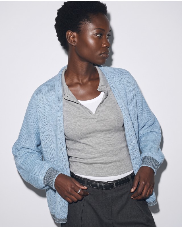 Πλεκτή Ζακέτα Cropped - light blue