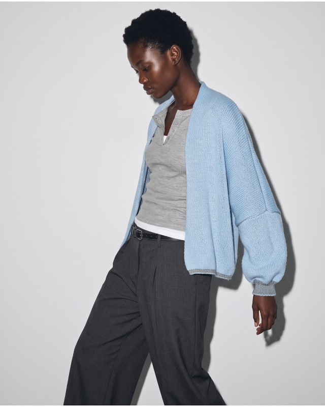 Πλεκτή Ζακέτα Cropped - light blue
