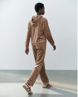 Σετ Βελουτέ «Velvet Mirage» με Zip Hoodie & φόρμα beige