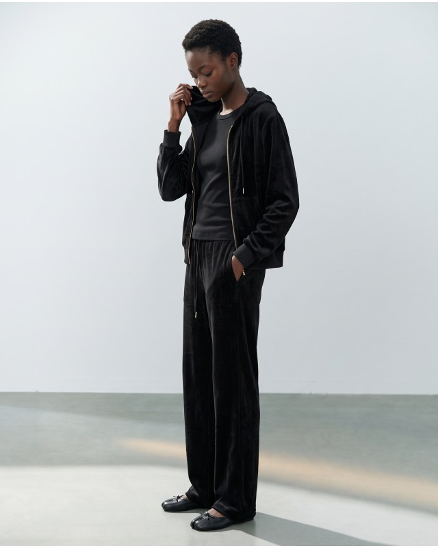 Σετ Βελουτέ «Velvet Mirage» με Zip Hoodie & φόρμα black
