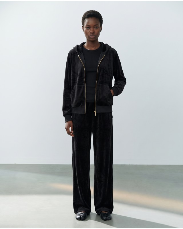 Σετ Βελουτέ «Velvet Mirage» με Zip Hoodie & φόρμα black