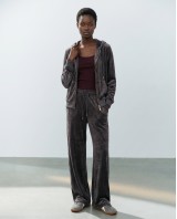 Σετ Βελουτέ «Velvet Mirage» με Zip Hoodie & φόρμα Dark grey