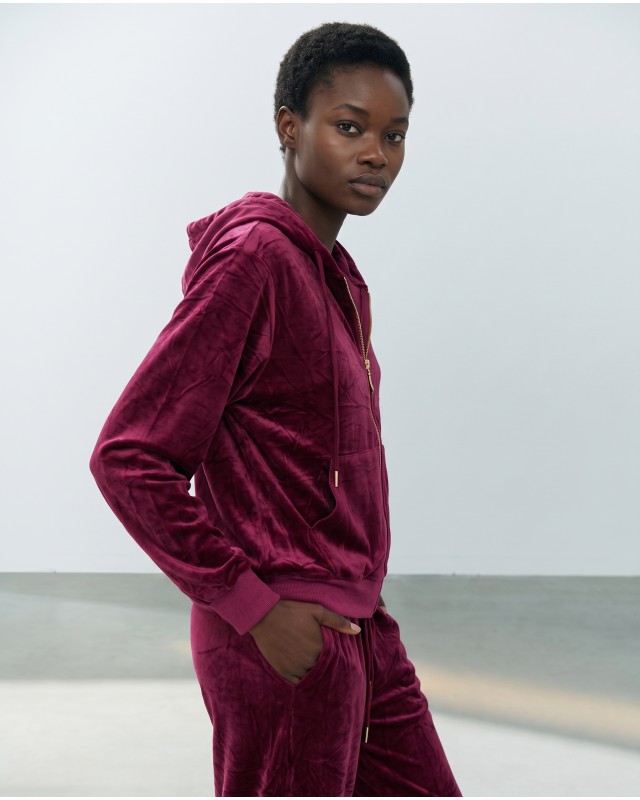 Σετ Βελουτέ «Velvet Mirage» με Zip Hoodie & φόρμα Dark Berry