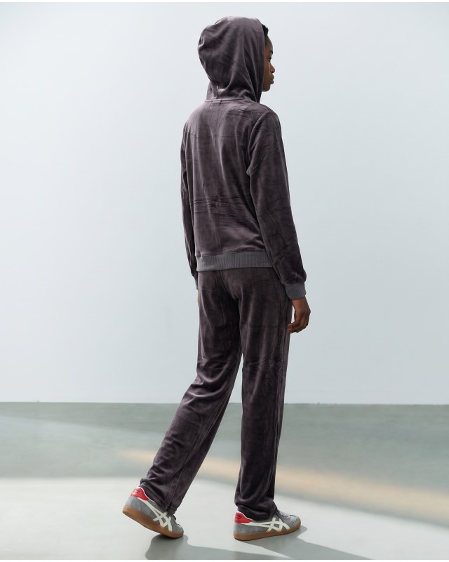 Σετ Βελουτέ «Velvet Mirage» με Zip Hoodie & φόρμα Dark grey