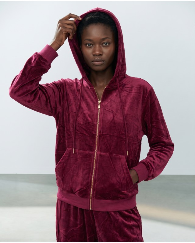 Σετ Βελουτέ «Velvet Mirage» με Zip Hoodie & φόρμα Dark Berry