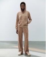 Σετ Βελουτέ «Velvet Mirage» με Zip Hoodie & φόρμα beige