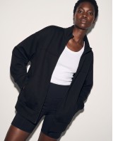 Ζακέτα φούτερ χνούδι oversized με ριπ τελείωμα black