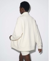 Ζακέτα φούτερ χνούδι oversized με ριπ τελείωμα cream