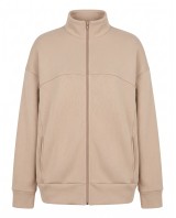 Ζακέτα φούτερ χνούδι oversized με ριπ τελείωμα sand beige
