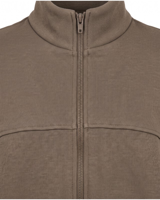 Ζακέτα φούτερ χνούδι oversized με ριπ τελείωμα olive brown