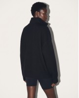 Ζακέτα φούτερ χνούδι oversized με ριπ τελείωμα black