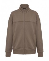 Ζακέτα φούτερ χνούδι oversized με ριπ τελείωμα olive brown
