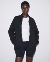 Ζακέτα φούτερ χνούδι oversized με ριπ τελείωμα black