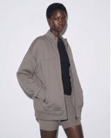 Ζακέτα φούτερ χνούδι oversized με ριπ τελείωμα grey
