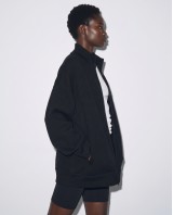 Ζακέτα φούτερ χνούδι oversized με ριπ τελείωμα black