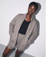Ζακέτα φούτερ χνούδι oversized με ριπ τελείωμα grey