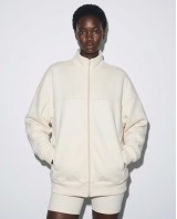 Ζακέτα φούτερ χνούδι oversized με ριπ τελείωμα cream