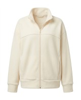 Ζακέτα φούτερ χνούδι oversized με ριπ τελείωμα cream