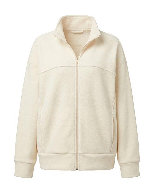 Ζακέτα φούτερ χνούδι oversized με ριπ τελείωμα cream