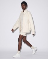 Ζακέτα φούτερ χνούδι oversized με ριπ τελείωμα cream