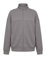Ζακέτα φούτερ χνούδι oversized με ριπ τελείωμα grey