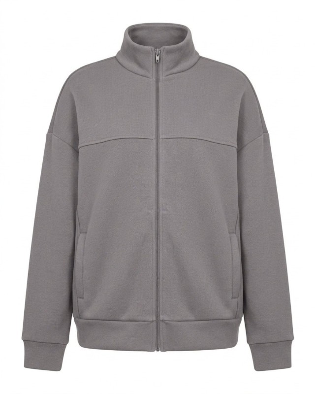 Ζακέτα φούτερ χνούδι oversized με ριπ τελείωμα grey