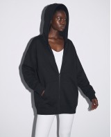 Ζακέτα φούτερ χνούδι oversized με κουκούλα black