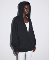 Ζακέτα φούτερ χνούδι oversized με κουκούλα black