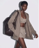 Ζακέτα φούτερ χνούδι oversized με κουκούλα olive brown