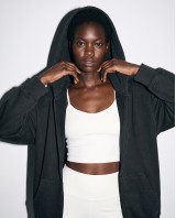Ζακέτα φούτερ χνούδι oversized με κουκούλα black